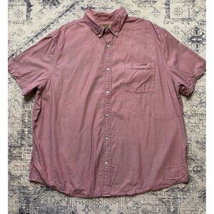 Foundry Comfort Stretch Mens Button-Up Shirt 2XL Pink Short Sleeve Cotton Casual